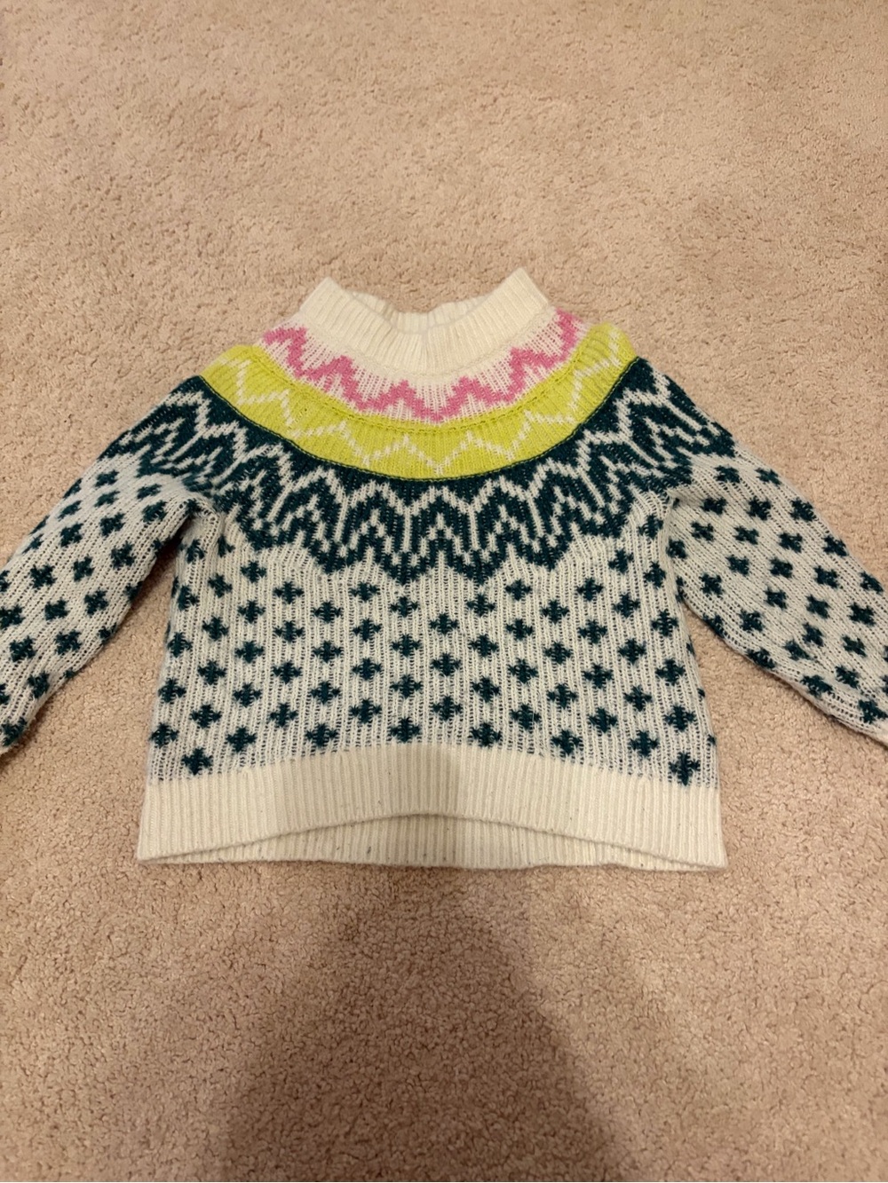 2T Old Navy Fair Isle Sweater with Pink and Lime Accents